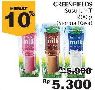 Promo Harga GREENFIELDS UHT All Variants 200 ml - Giant