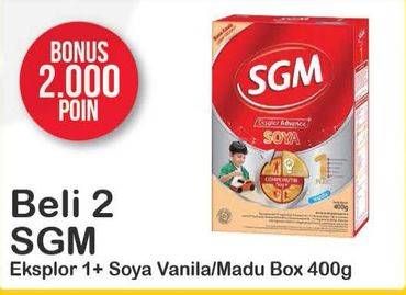 Promo Harga SGM Eksplor Soya 1-5 Susu Pertumbuhan Madu, Vanila per 2 box 400 gr - Alfamart