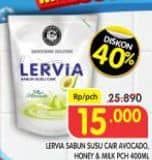 Promo Harga Lervia Sabun Cair Susu  Plus Avocado, Plus Honey, Original 400 ml - Superindo