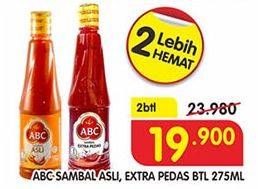 Promo Harga ABC Sambal Asli, Extra Pedas per 2 botol 275 ml - Superindo