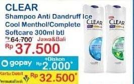 Promo Harga Clear Shampoo Ice Cool Menthol, Complete Soft Care 300 ml - Indomaret