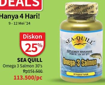 Promo Harga Sea Quill Omega 3 Salmon 30 pcs - Guardian