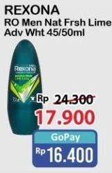 Promo Harga Rexona Men Deo Roll On Natural Fresh Lime Cool 45 ml - Alfamart