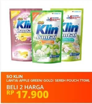 Promo Harga So Klin Pembersih Lantai Hijau Fruity Apple, Moment Gold, Sereh Lemongrass 770 ml - Yogya