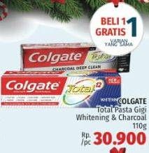 Promo Harga COLGATE Toothpaste Total Whitening, Charcoal 110 gr - LotteMart