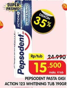 Promo Harga Pepsodent Pasta Gigi Action 123 Whitening 190 gr - Superindo