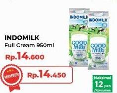 Promo Harga Indomilk Susu UHT Full Cream Plain 950 ml - Yogya