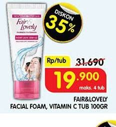 Promo Harga Glow & Lovely (fair & Lovely) Facial Foam Bright C Glow Vitamin C, Brightening Multi Vitamin 100 gr - Superindo