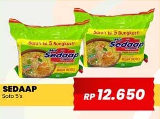 Promo Harga Sedaap Mie Kuah Soto per 5 pcs 75 gr - Yogya
