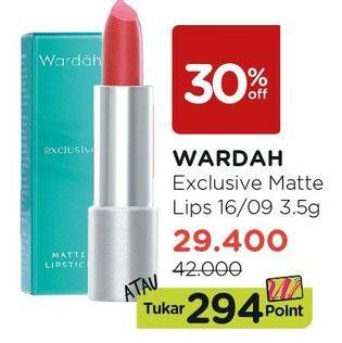 Promo Harga WARDAH Exclusive Matte Lipstick 3 gr - Watsons