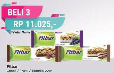 Promo Harga Fitbar Makanan Ringan Sehat Tiramisu Delight, Chocolate, Fruits 22 gr - TIP TOP