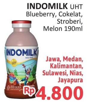 Promo Harga Indomilk Susu Cair Botol Cokelat, Melon, Stroberi 190 ml - Alfamidi