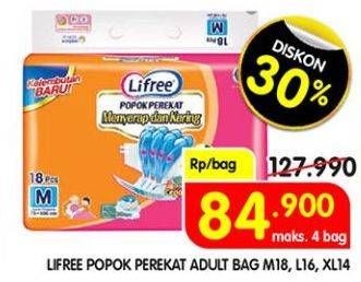 Promo Harga Lifree Popok Perekat Menyerap dan Kering L16, M18, XL14 14 pcs - Superindo