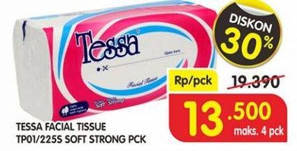 Promo Harga TESSA Facial Tissue TP01, Softpack 225 pcs - Superindo
