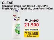 CLEAR Shampoo Complete Soft Care, Ice Cool Menthol, Super Fresh Apple, Lemon Fresh, Men Shampoo Cool Sport Menthol 160ml