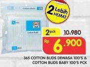 Promo Harga 365 Cotton Buds Dewasa, Baby per 2 bungkus 100 pcs - Superindo