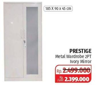 Promo Harga Prestige Metal Wardrobe 2PT Ivory Mirror  - Lotte Grosir