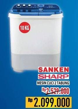 Promo Harga SANKEN, SHARP Mesin Cuci 2 Tabung 10 kg  - Hypermart