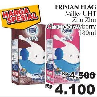 Promo Harga FRISIAN FLAG Susu UHT Milky Zuzhu Zazha Chocolate, Strawberry 180 ml - Giant