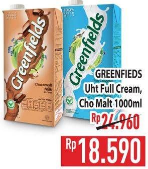 Promo Harga Greenfields UHT Full Cream, Choco Malt 1000 ml - Hypermart