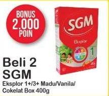 Promo Harga SGM Eksplor 1+/ 3+ Madu, Vanilla per 2 box 400 gr - Alfamart