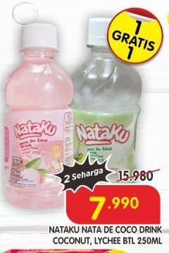 Promo Harga Nataku Nata De Coco Drink Coconut, Lychee 250 ml - Superindo