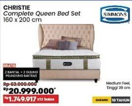 Promo Harga Simmons Christie Complete Queen Bed Set 160 X 200 Cm  - COURTS