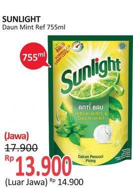 Promo Harga SUNLIGHT Pencuci Piring Anti Bau With Daun Mint 755 ml - Alfamidi
