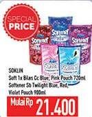 Promo Harga Soklin Soft 1x bilas Cc Blue, Pink pouch 720ml, softener Sb Twilight blue, red, violet pouch 900ml  - Hypermart