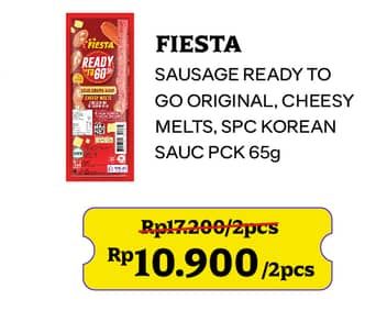 Promo Harga Fiesta Ready To Go Sosis Daging Ayam Dan Sapi Original, Sosis Daging Ayam Dan Cheesy Melts 65 gr - Indomaret