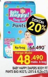 Promo Harga Baby Happy Body Fit Pants M32, XL26+2, L28 28 pcs - Superindo