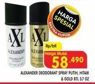 Promo Harga Alexander Deodoran Spray Putih, Atomiseur Black, Gold 150 ml - Superindo