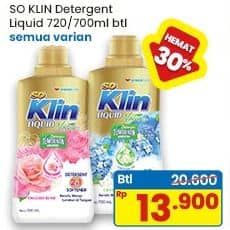 Promo Harga So Klin Liquid Detergent All Variants 700 ml - Indomaret