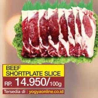 Promo Harga Beef Short Plate Slice per 100 gr - Yogya