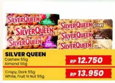 Promo Harga Silver Queen Chocolate Cashew, Almonds 58 gr - Yogya