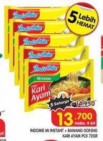 Promo Harga Indomie Mi Kuah Ayam Bawang, Kari Ayam 69 gr - Superindo