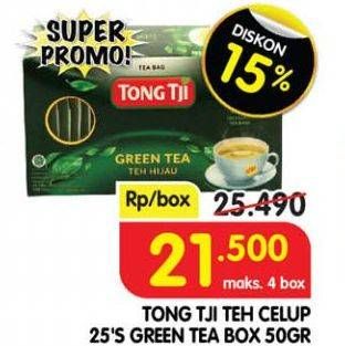 Promo Harga Tong Tji Teh Celup Green Tea Dengan Amplop per 25 pcs 2 gr - Superindo