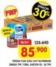 Frisian Flag Susu Cair UHT Nutribrain 115 ml Diskon 31%, Harga Promo Rp85.900, Harga Normal Rp125.640, Hanya Belanja Rp. 120.000 Dapat Beli 1 Produk, Berlaku Kelipatan, Maksimum 6 Produk Dalam 1 Transaksi