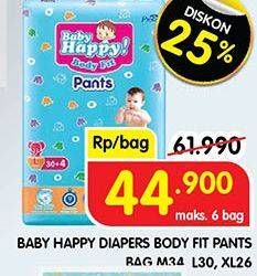 Promo Harga Baby Happy Body Fit Pants M34, XL26, L30 26 pcs - Superindo