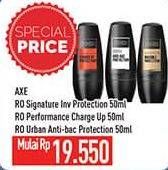 Promo Harga AXE Deo Roll On Siganture Invisible Protection, Charge Up Protection, Performance 50 ml - Hypermart