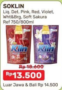 Promo Harga SO KLIN Liquid Detergent + Anti Bacterial Red Perfume Collection, + Anti Bacterial Violet Blossom, Power Clean Action White Bright, + Softergent Pink, + Softergent Soft Sakura 750 ml - Alfamart