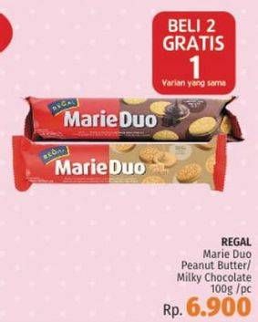 Promo Harga REGAL Marie Duo Peanute Butter, Milky Chocolate 100 gr - LotteMart