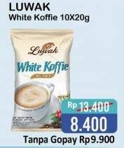 Promo Harga Luwak White Koffie per 10 sachet 20 gr - Alfamart