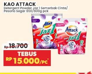 Promo Harga Attack Jaz1 Detergent Powder Semerbak Cinta, Pesona Segar 800 gr - Indomaret