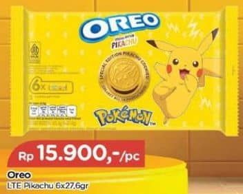 Promo Harga Oreo Biskuit Sandwich Pokemon Cokelat Pisang per 6 pcs 27 gr - TIP TOP