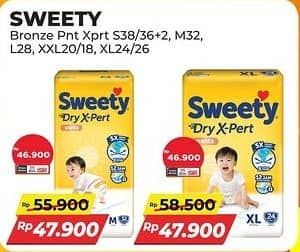 Promo Harga Sweety Bronze Pants Dry X-Pert S36+2, L28, M32 28 pcs - Alfamart
