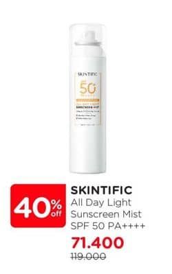 Promo Harga Skintific All Day Light Sunscreen Mist SPF 50 PA++++ 50 ml - Watsons