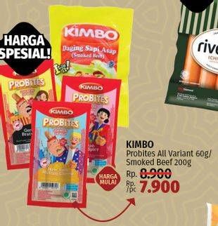 Promo Harga KIMBO Probites All Variant 60g / Smoked Beef 200g  - LotteMart