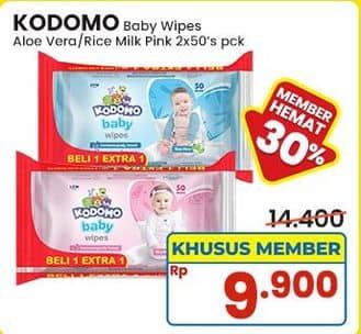 Promo Harga Kodomo Baby Wipes Rice Milk Pink, Classic Blue 50 pcs - Indomaret