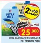 Promo Harga Ultra Milk Susu UHT Coklat, Full Cream 750 ml - Superindo